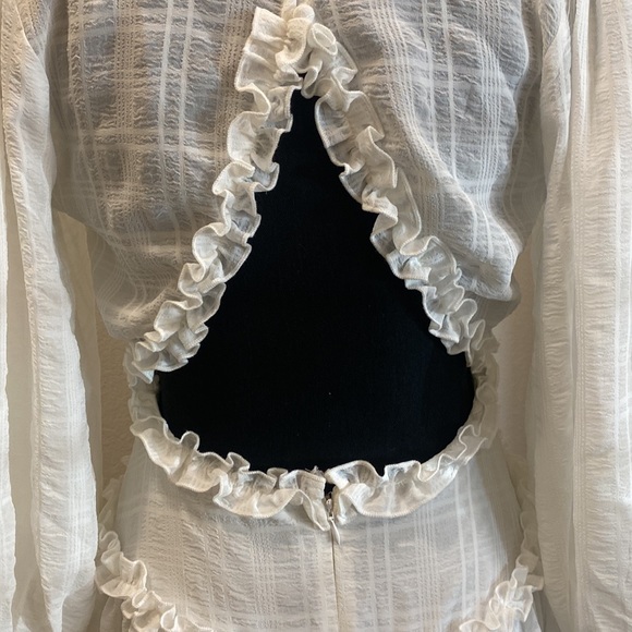 Selfie Leslie ruffle v neck white cut out long sleeve dress - Picture 9 of 14